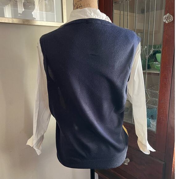 90s Vintage NY&Co Argyle Sweater Shirt Medium Faux Layered Y2K Preppy Academia - Picture 3 of 16